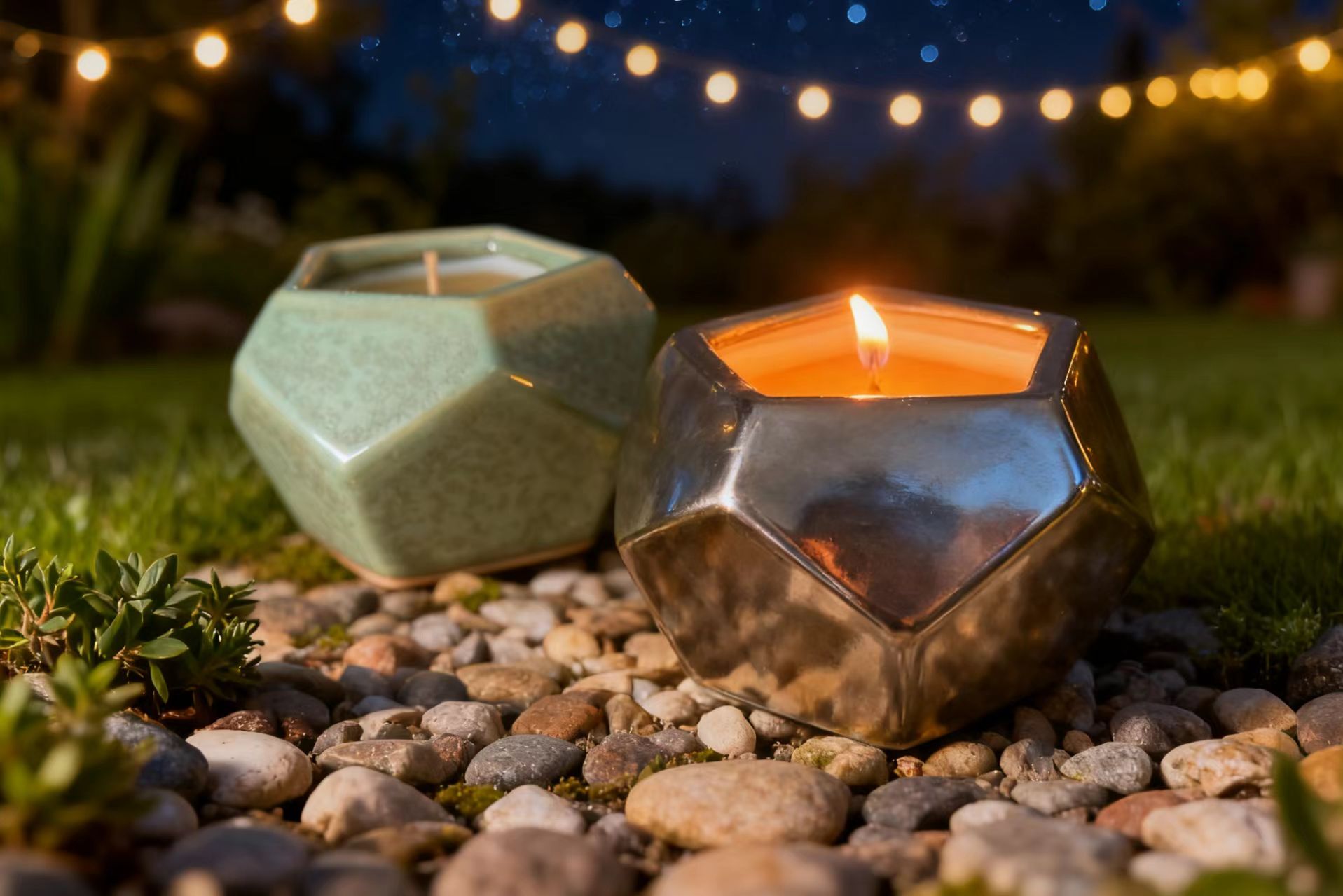 Pentagonal Ceramic Jar Candle